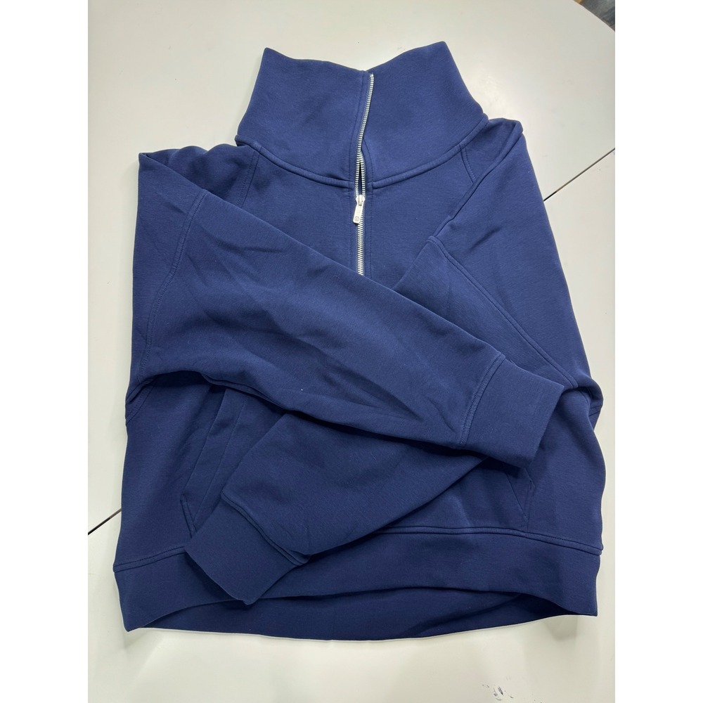 Calia Womens Navy Blue Quarter Zip Funnel Neck Pullover Sweatshirt Size Large